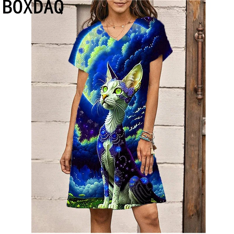 3D Funny Cat Printed Dress Big Size Short Sleeve V-Neck Casual A-Line Dress 2024 New Summer Beach Dresses
3D Funny Cat Printed Dress Big Size Short Sleeve V-Neck Casual A-Line Dress 2024 New Summer Beach Dresses