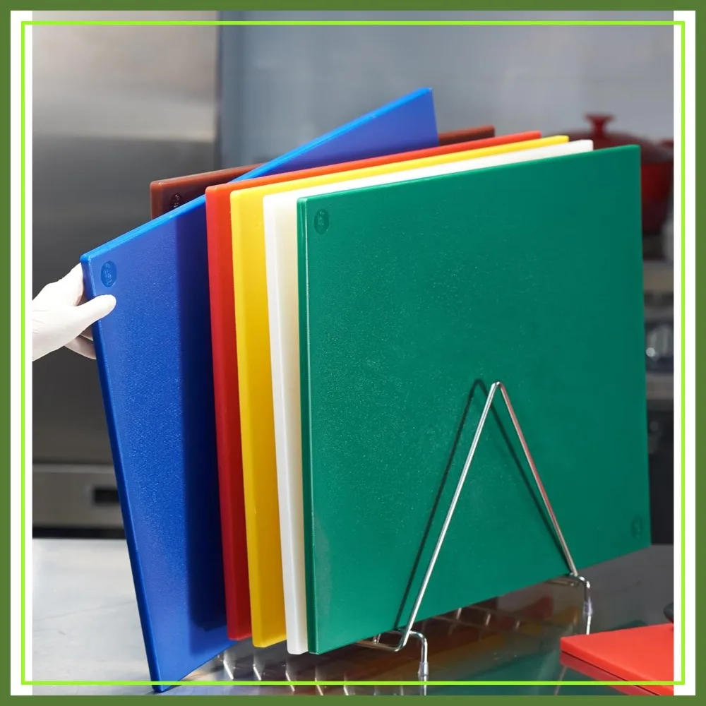 6-Piece NSF 24" x 18" x 1/2" Multi-Colored Flexible Cutting Board Kit with Stainless Steel Storage Rack, Color Coded Plastic Chopping Board, Anti-Slip, Dishwasher Safe
6-Piece NSF 24" x 18" x 1/2" Multi-Colored Flexible Cutting Board Kit with Stainless Steel Storage Rack, Color Coded Plastic Chopping Board, Anti-Slip, Dishwasher Safe