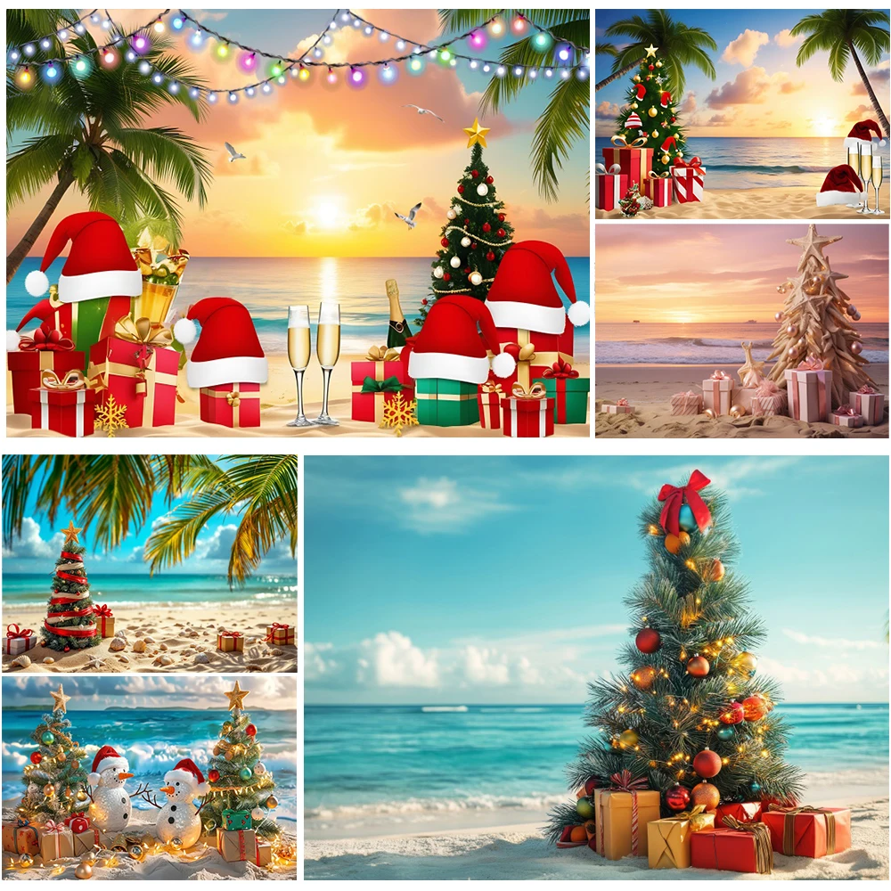 Summer Hawaiian Tropical Beach Christmas Photography Backdrop Snowman Tree Gift Sea Warm Light Family Party Background Photozone
Summer Hawaiian Tropical Beach Christmas Photography Backdrop Snowman Tree Gift Sea Warm Light Family Party Background Photozone