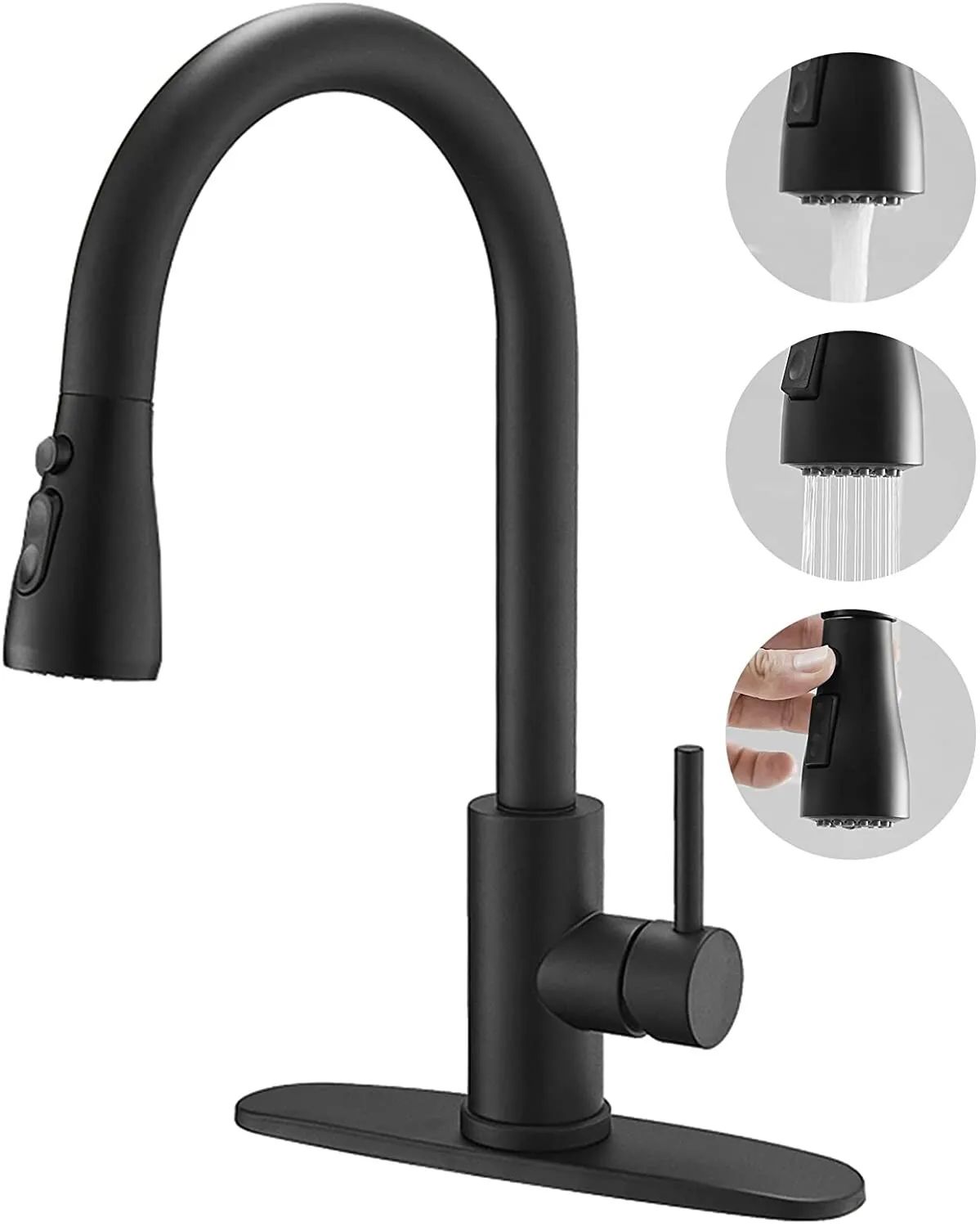 Contemporary Matte Black Single Handle Kitchen Sink Faucet Pull Down Sprayer
Contemporary Matte Black Single Handle Kitchen Sink Faucet Pull Down Sprayer