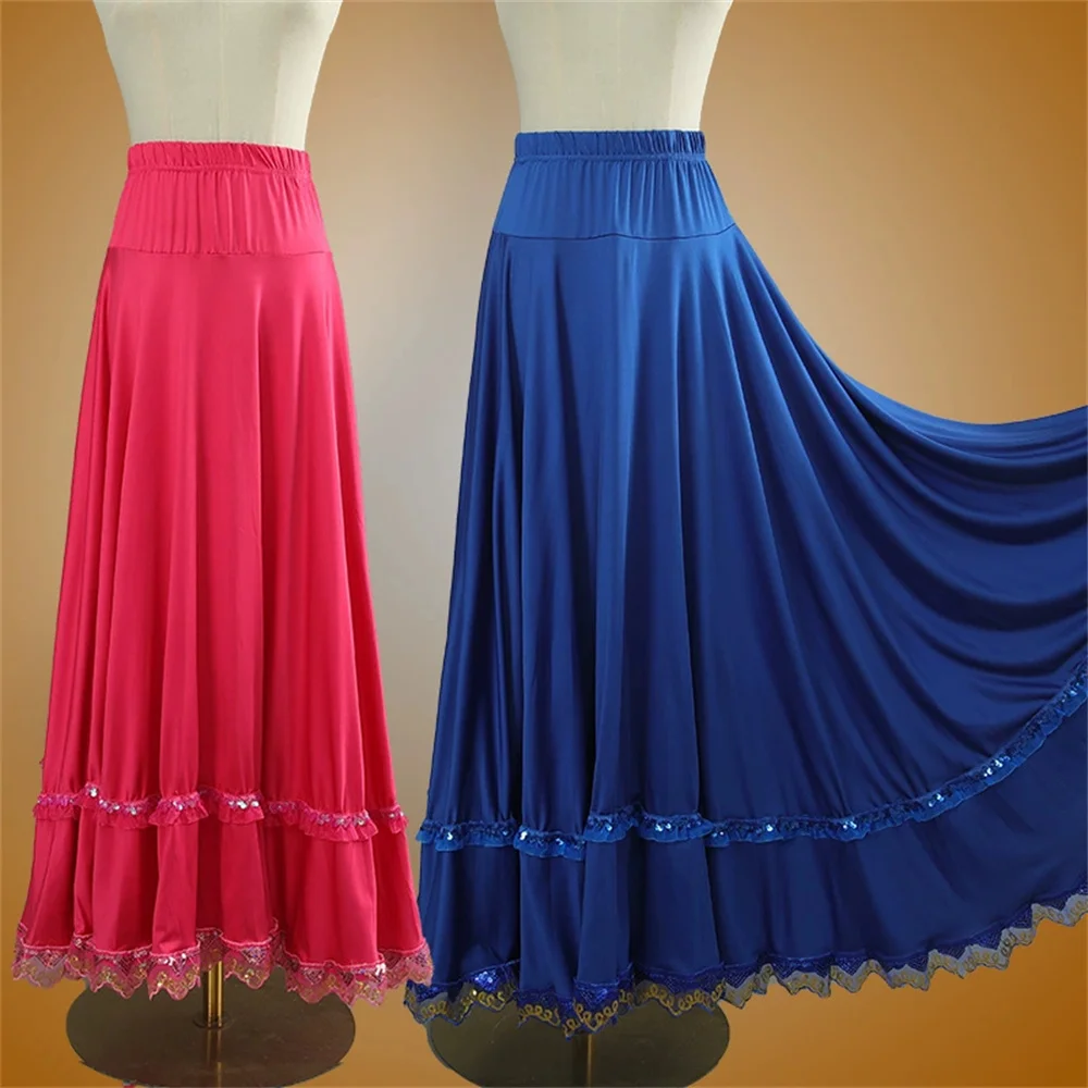 Lacework Square Dance Skirt Stage Dress, New Adult Spring High Waist Big Swing Skirt Ethnic Ballroom Dance Long Dress
Lacework Square Dance Skirt Stage Dress, New Adult Spring High Waist Big Swing Skirt Ethnic Ballroom Dance Long Dress