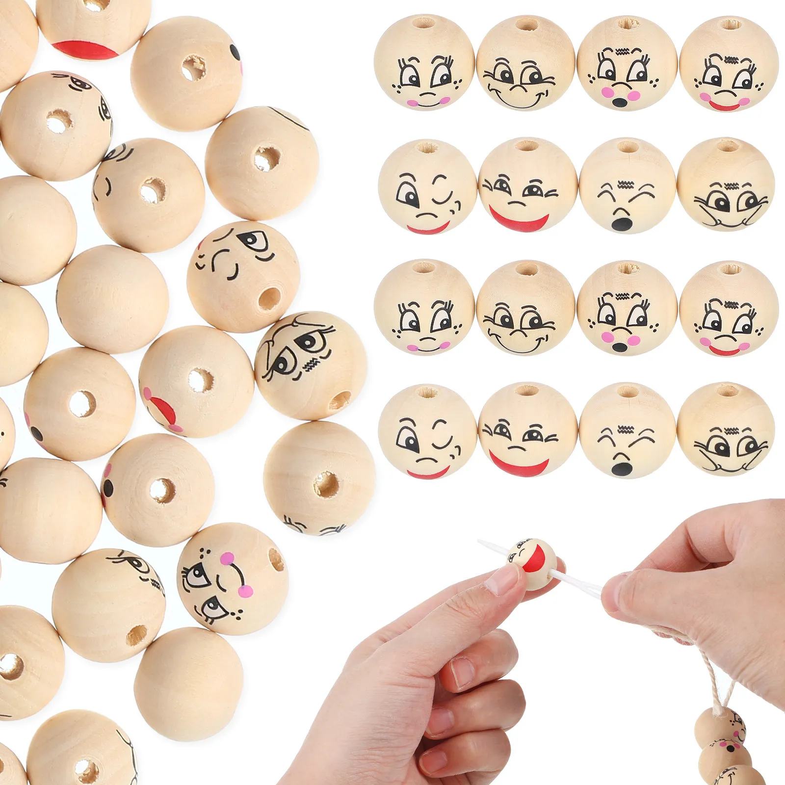 80Pcs Wood Beads Smile Face Round Craft Beads with Holes for DIY Jewelry Making Bracelets Garland Loose Round Beads,
80Pcs Wood Beads Smile Face Round Craft Beads with Holes for DIY Jewelry Making Bracelets Garland Loose Round Beads,
