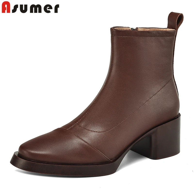 ASUMER Big Size 34-43 New Ankle Boots For Women Shoes Pointed Toe Square Heels Black Brown Handmade Ladies Genuine Leather Botas
ASUMER Big Size 34-43 New Ankle Boots For Women Shoes Pointed Toe Square Heels Black Brown Handmade Ladies Genuine Leather Botas
