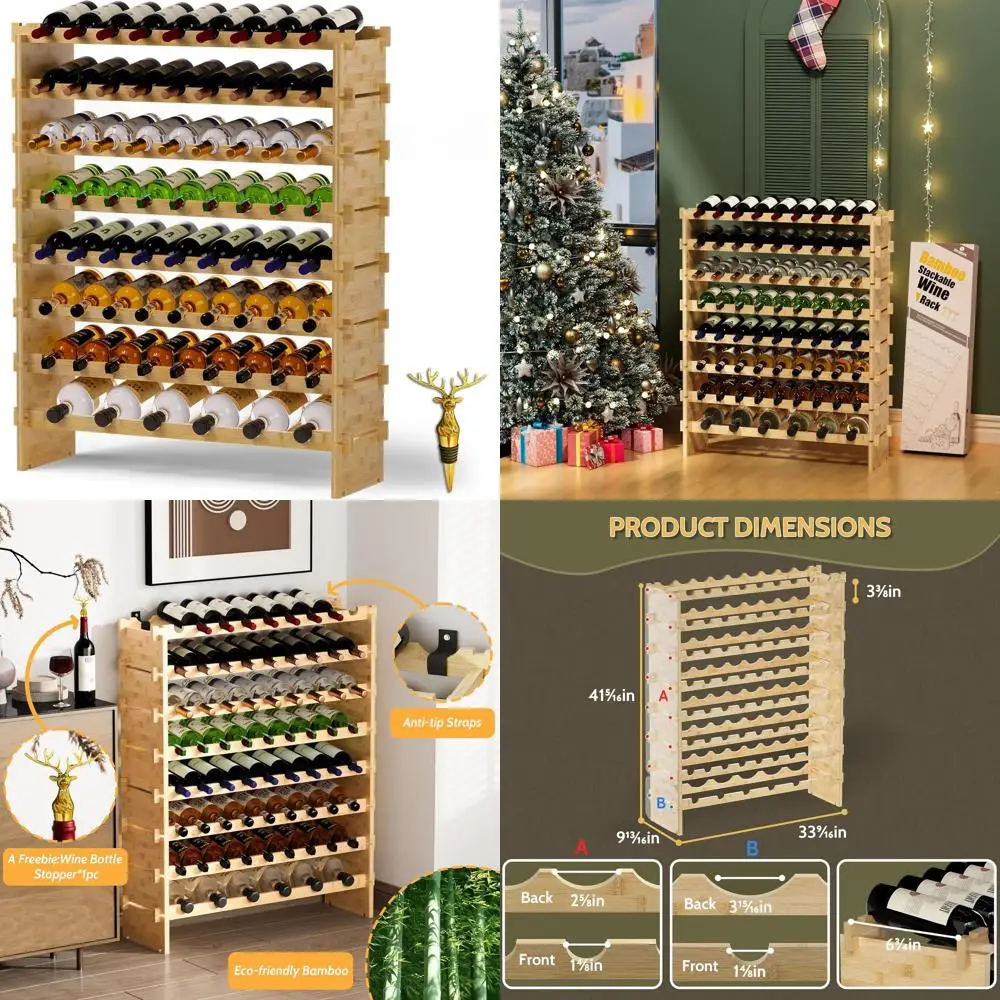 Бамбуковая 8-ярусная отдельно стоящая винная полка, модульный органайзер для хранения на 69 бутылок для кухни, бара и столовой
Бамбуковая 8-ярусная отдельно стоящая винная полка, модульный органайзер для хранения на 69 бутылок для кухни, бара и столовой