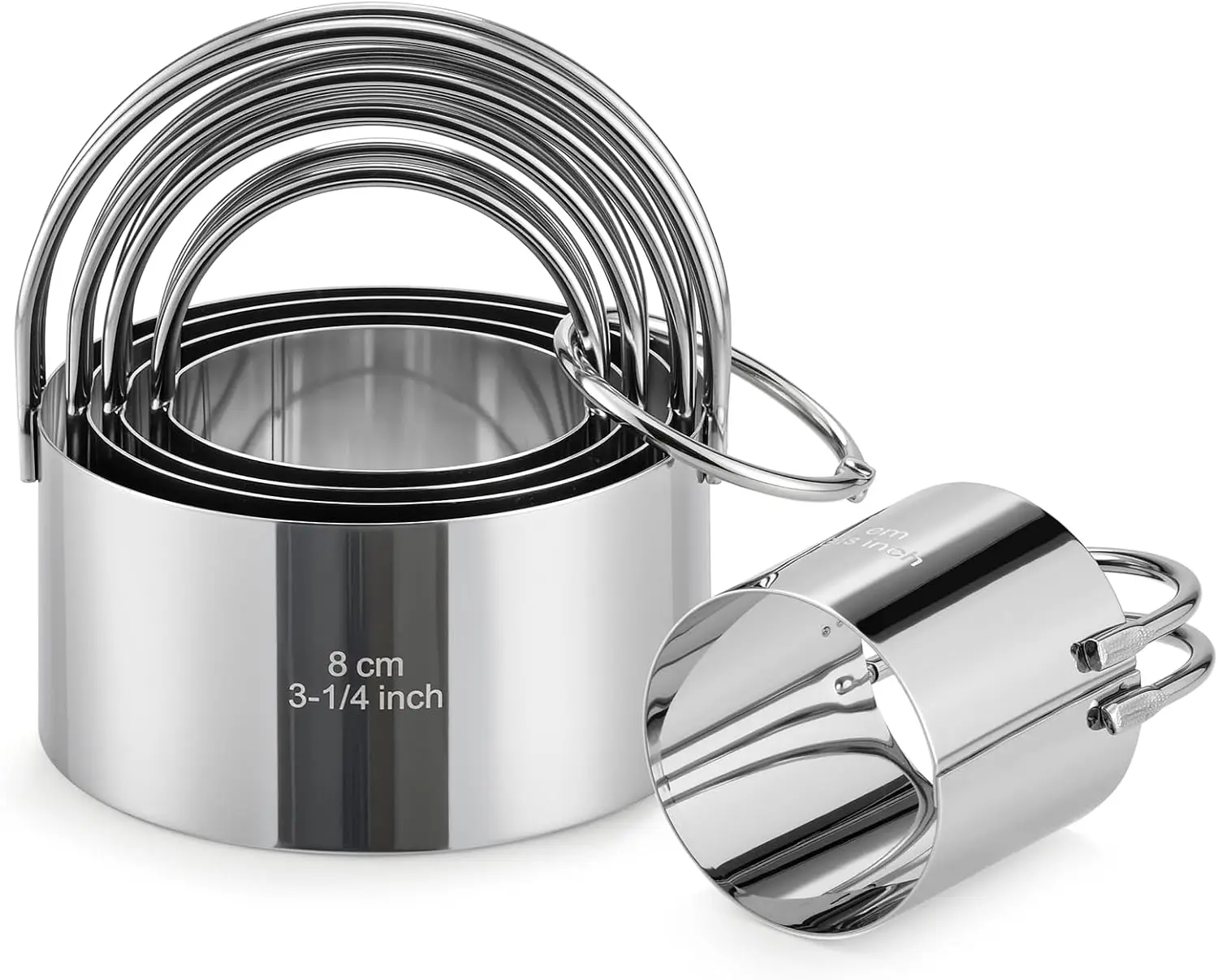 5-Piece Stainless Steel Biscuit Cutter Set with Handle, Round Cookie Cutters for Baking, Dough, Pastry
5-Piece Stainless Steel Biscuit Cutter Set with Handle, Round Cookie Cutters for Baking, Dough, Pastry