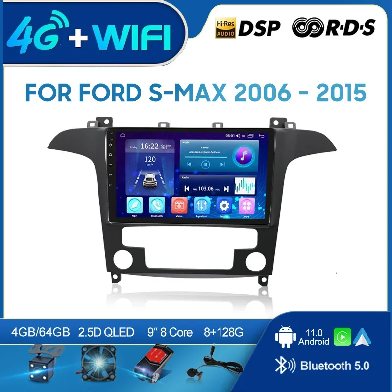 QSZN For Ford S-MAX S MAX 1 2006 - 2015 2 din Android 12.0 Car Radio Multimedia Video Player GPS Navigation 4G Carplay head unit
QSZN For Ford S-MAX S MAX 1 2006 - 2015 2 din Android 12.0 Car Radio Multimedia Video Player GPS Navigation 4G Carplay head unit