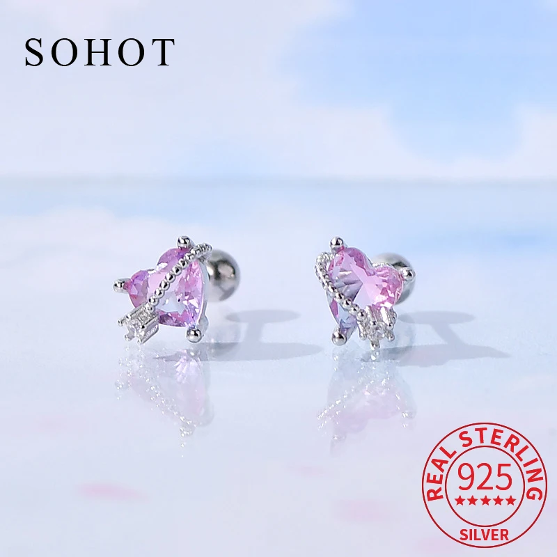 Real 925 Sterling Silver Heart Zircon Piercing Screw Bead Mini Stud Earrings for Fashion Women Cute Fine Jewelry Accessories
Real 925 Sterling Silver Heart Zircon Piercing Screw Bead Mini Stud Earrings for Fashion Women Cute Fine Jewelry Accessories