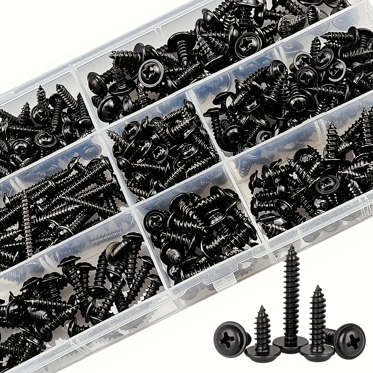 M3/M4/M3.5/M5 Sizes, Pan Head Phillips Drive, Black Carbon Steel for Wood Furniture 340pcs Self-Tapping Screw Set
M3/M4/M3.5/M5 Sizes, Pan Head Phillips Drive, Black Carbon Steel for Wood Furniture 340pcs Self-Tapping Screw Set