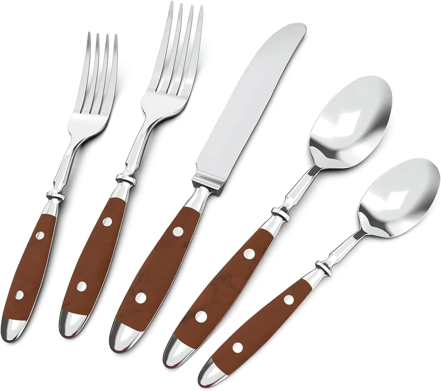 Vintage 20-Piece Silverware Set for 4, Stainless Steel Cutlery with Wood Grain Bakelite Handle, Dishwasher Safe, Light Brown
Vintage 20-Piece Silverware Set for 4, Stainless Steel Cutlery with Wood Grain Bakelite Handle, Dishwasher Safe, Light Brown