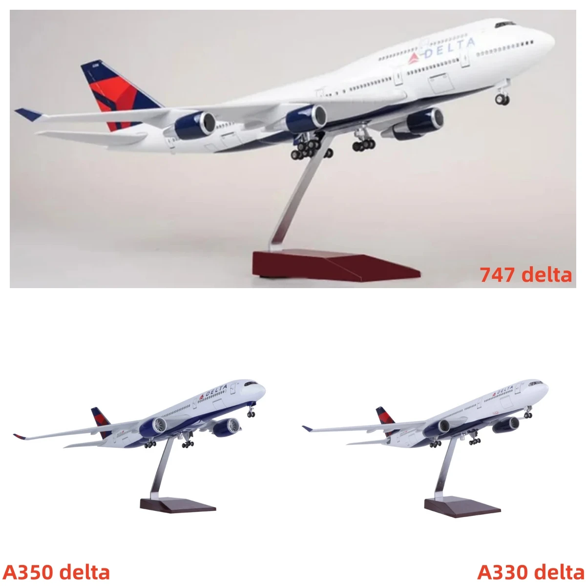 1/150 Scale Airplane 47cm 747/350/330 Aircraft DELTA Airline Model W Light and Wheel Diecast Resin Plane Collection Display Toys
1/150 Scale Airplane 47cm 747/350/330 Aircraft DELTA Airline Model W Light and Wheel Diecast Resin Plane Collection Display Toys
