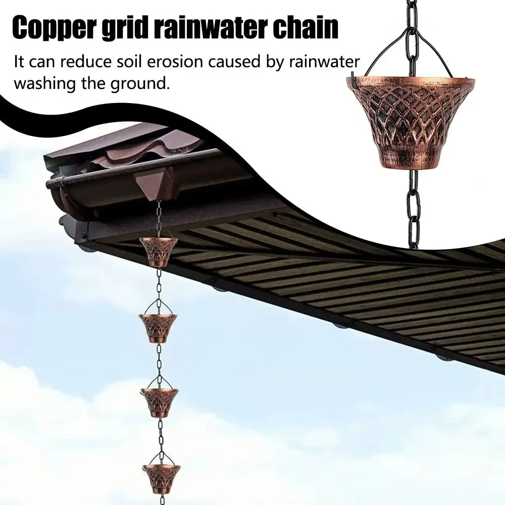 Metal Copper Plaid Rainwater Extensions 2.8m Rain Chains Gutter Downspouts Diverter Outdoor
Metal Copper Plaid Rainwater Extensions 2.8m Rain Chains Gutter Downspouts Diverter Outdoor