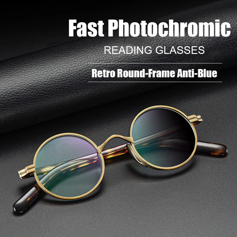 Titanium Alloy Retro Round Photochromic Reading Glasses Men Resin Lenses Outdoor Shade the sun Full frame Eyeglasses 0 To +6.00
Titanium Alloy Retro Round Photochromic Reading Glasses Men Resin Lenses Outdoor Shade the sun Full frame Eyeglasses 0 To +6.00