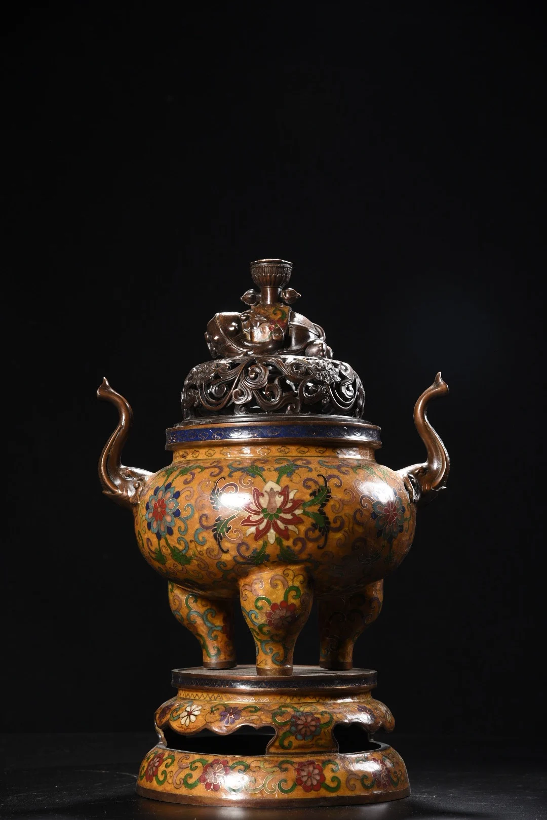 16"Tibetan Temple Collection Old Bronze Cloisonn Elephant Statue Elephant Trunk Ear Incense Burner Base Amass wealth Town house
16"Tibetan Temple Collection Old Bronze Cloisonn Elephant Statue Elephant Trunk Ear Incense Burner Base Amass wealth Town house