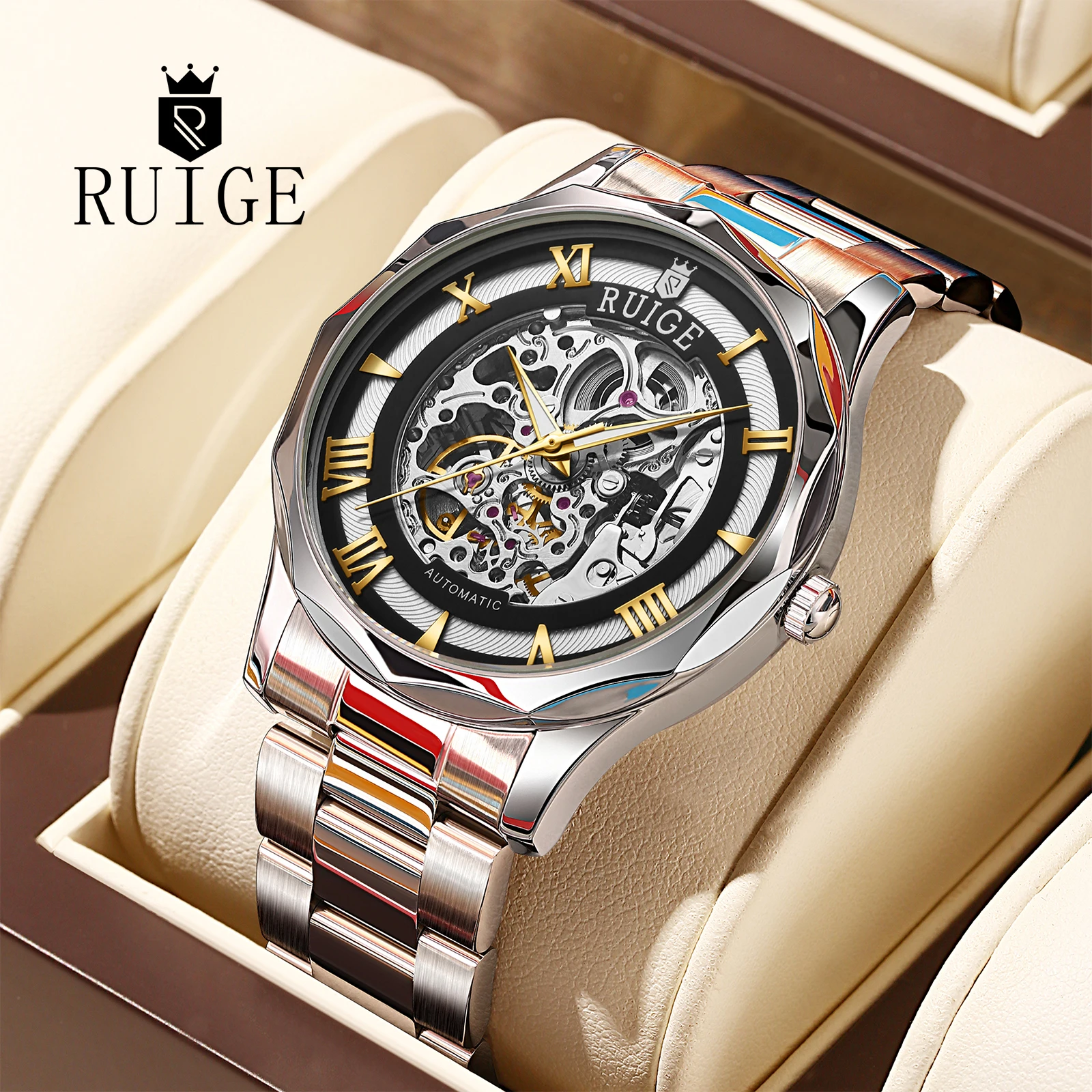 RUIGE Double sided Hollow Men's Fully Automatic Mechanical Watch Stainless Steel Men's Night Light Waterproof Fashion Trend Watc
RUIGE Double sided Hollow Men's Fully Automatic Mechanical Watch Stainless Steel Men's Night Light Waterproof Fashion Trend Watc