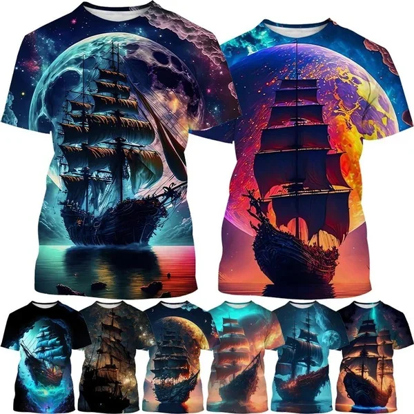 Summer Fashionable Casual Street Shirts Loose Tops Unisex 3D Pirate Ship Printing Round Neck T-Shirt
Summer Fashionable Casual Street Shirts Loose Tops Unisex 3D Pirate Ship Printing Round Neck T-Shirt