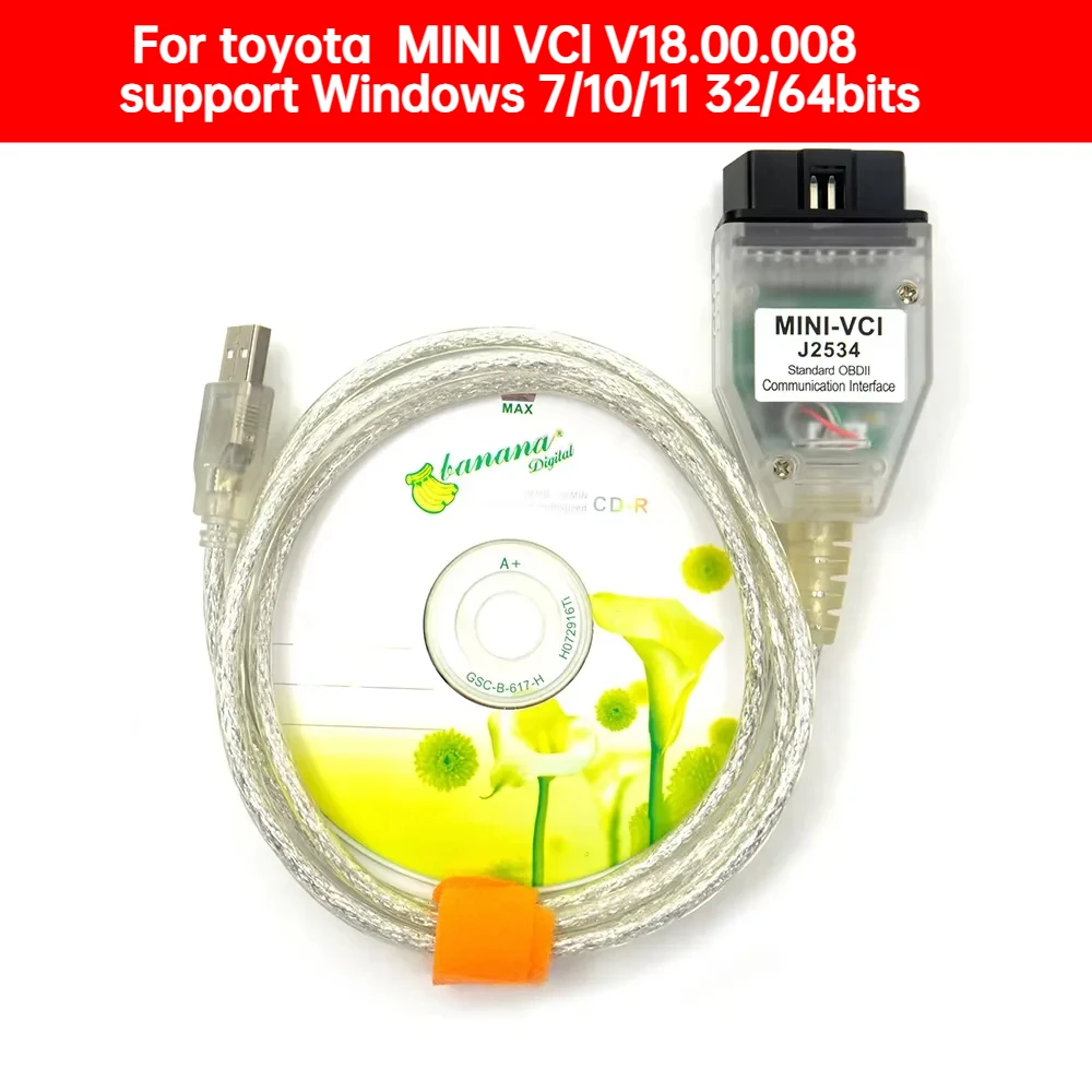 NEWBest V18.00.008 Mini Vci For Toyota J2534 OBD2 Car FTDI Chip TIS Techstream MINI-VCI OBD2 Auto Diagnostic Scanner Cable Tool
NEWBest V18.00.008 Mini Vci For Toyota J2534 OBD2 Car FTDI Chip TIS Techstream MINI-VCI OBD2 Auto Diagnostic Scanner Cable Tool