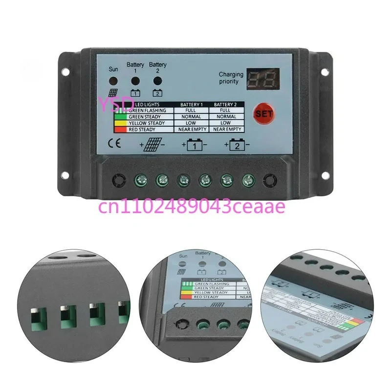 New 30A Dual Battery Solar Charge Controller(For 12V/24V Batteries, Solar Panel System Regulator)
New 30A Dual Battery Solar Charge Controller(For 12V/24V Batteries, Solar Panel System Regulator)