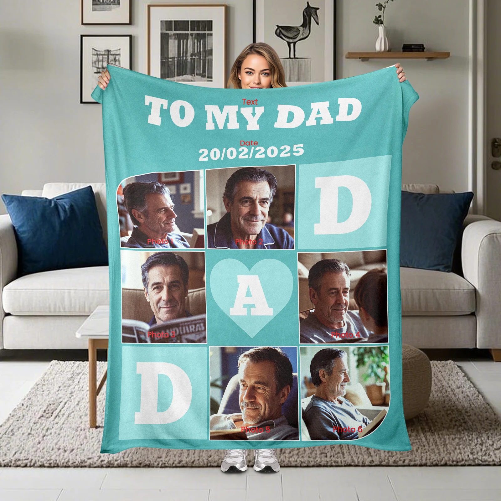 Customizable With 6 Photos Plus 2 Text Cozy Blanket For Father Enrich Home Warmth With Family Memories
Customizable With 6 Photos Plus 2 Text Cozy Blanket For Father Enrich Home Warmth With Family Memories