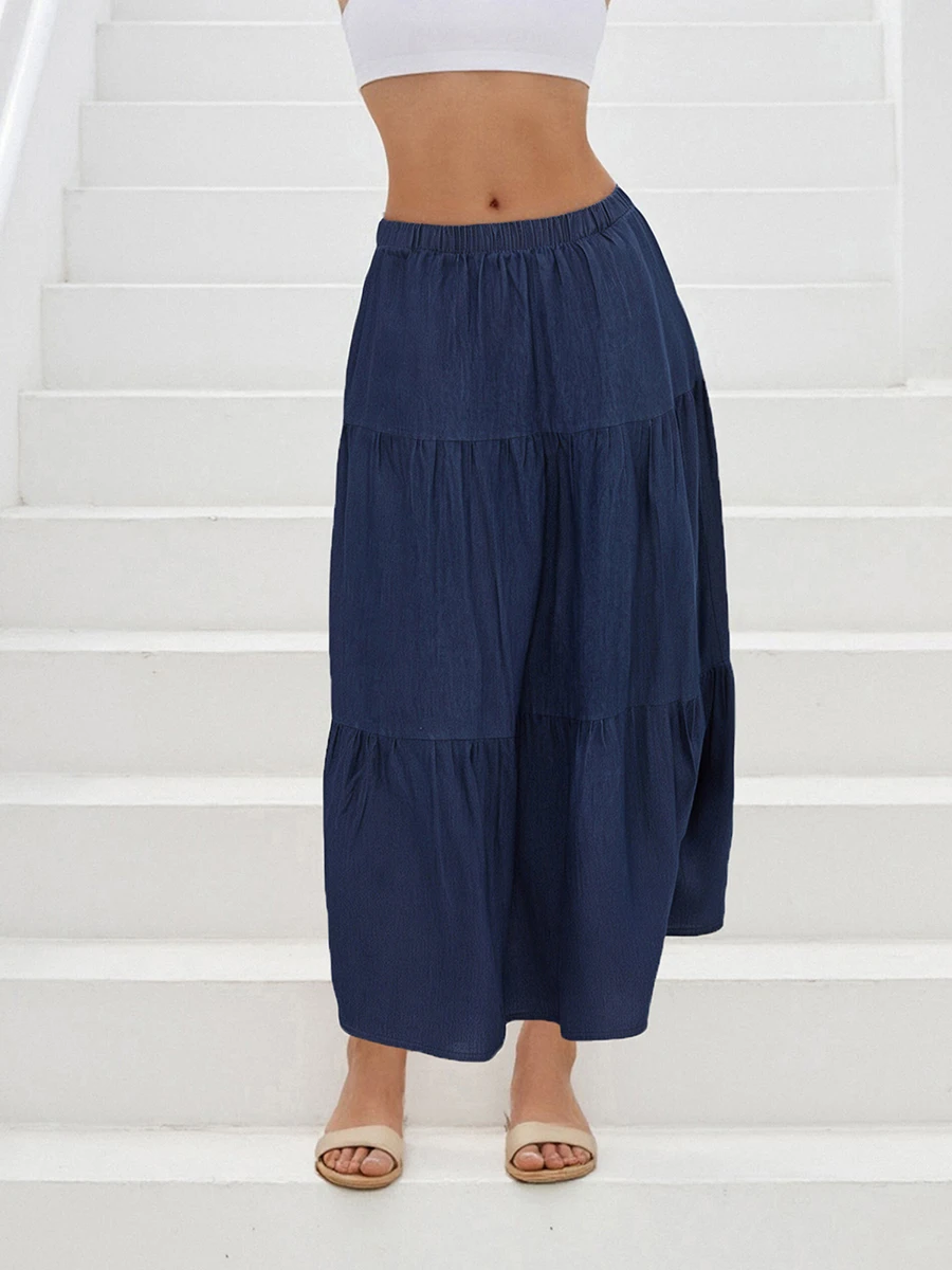 Ladies Denim Skirts with Elastic Waistband in Solid Color Long Length Summer Fashion Casual Jeans Skirt for Streetwear Style
Ladies Denim Skirts with Elastic Waistband in Solid Color Long Length Summer Fashion Casual Jeans Skirt for Streetwear Style