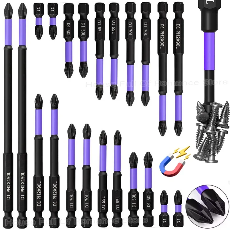 1/6pcs Magnetic Impact Phillips Bit Anti-Slip Long Screwdriver Bit Set Hex Shank Cross Impact Driver Bit for Power Drilling
1/6pcs Magnetic Impact Phillips Bit Anti-Slip Long Screwdriver Bit Set Hex Shank Cross Impact Driver Bit for Power Drilling