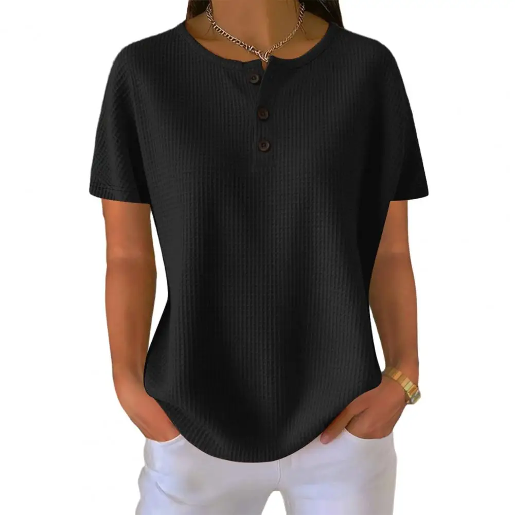 Regular Fit Blouse Women’s Crew Neck Tops Short Sleeve Waffle Texture T-shirts Loose Fit Half Placket Buttoned Summer Blouses
Regular Fit Blouse Women’s Crew Neck Tops Short Sleeve Waffle Texture T-shirts Loose Fit Half Placket Buttoned Summer Blouses