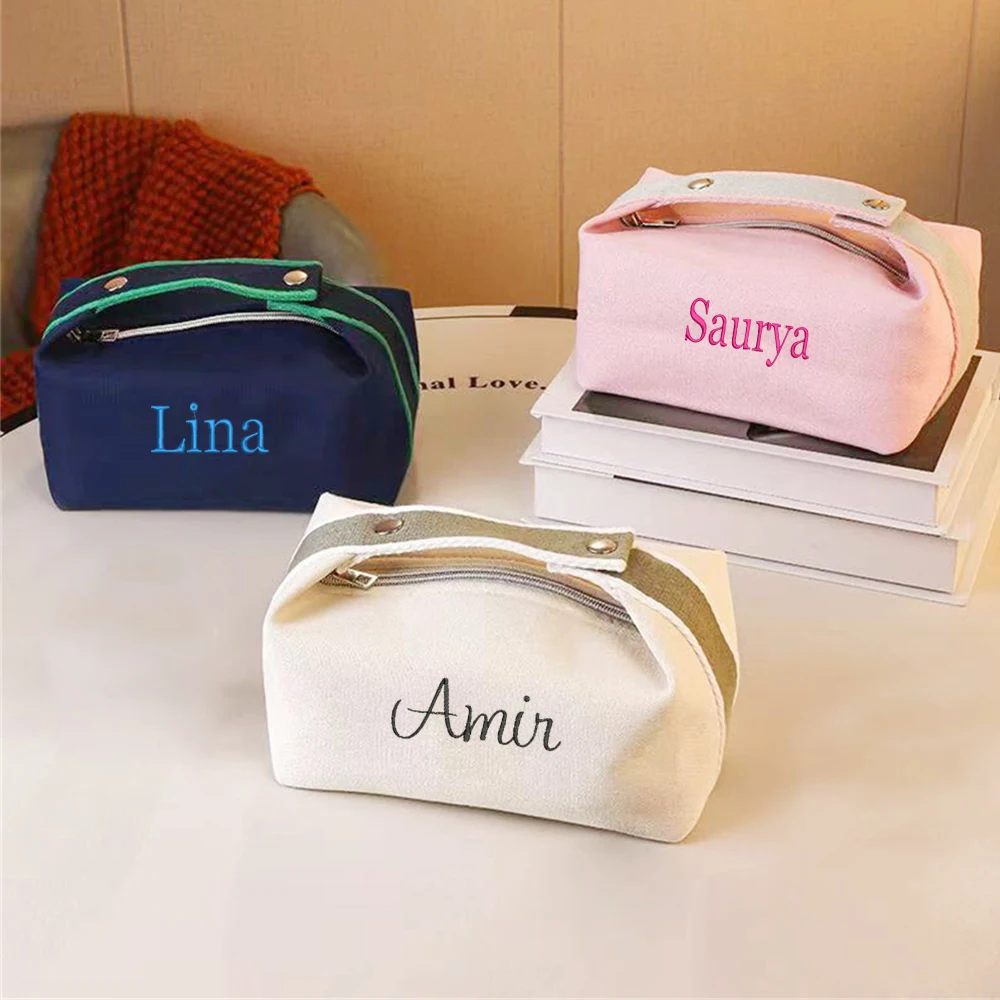 Custom Embroidered Name Simple Portable Hand-held Canvas Bag Personalized Women's Makeup Bag Waterproof Storage Bag Toiletry Bag
Custom Embroidered Name Simple Portable Hand-held Canvas Bag Personalized Women's Makeup Bag Waterproof Storage Bag Toiletry Bag