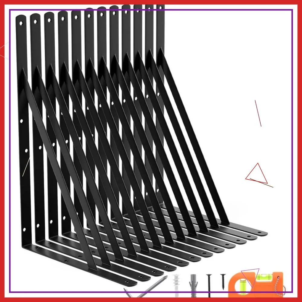 12-Pack Heavy Duty Shelf Brackets 18 Inch, 800lbs Capacity, Black Powder-Coated for Garage Storage
12-Pack Heavy Duty Shelf Brackets 18 Inch, 800lbs Capacity, Black Powder-Coated for Garage Storage