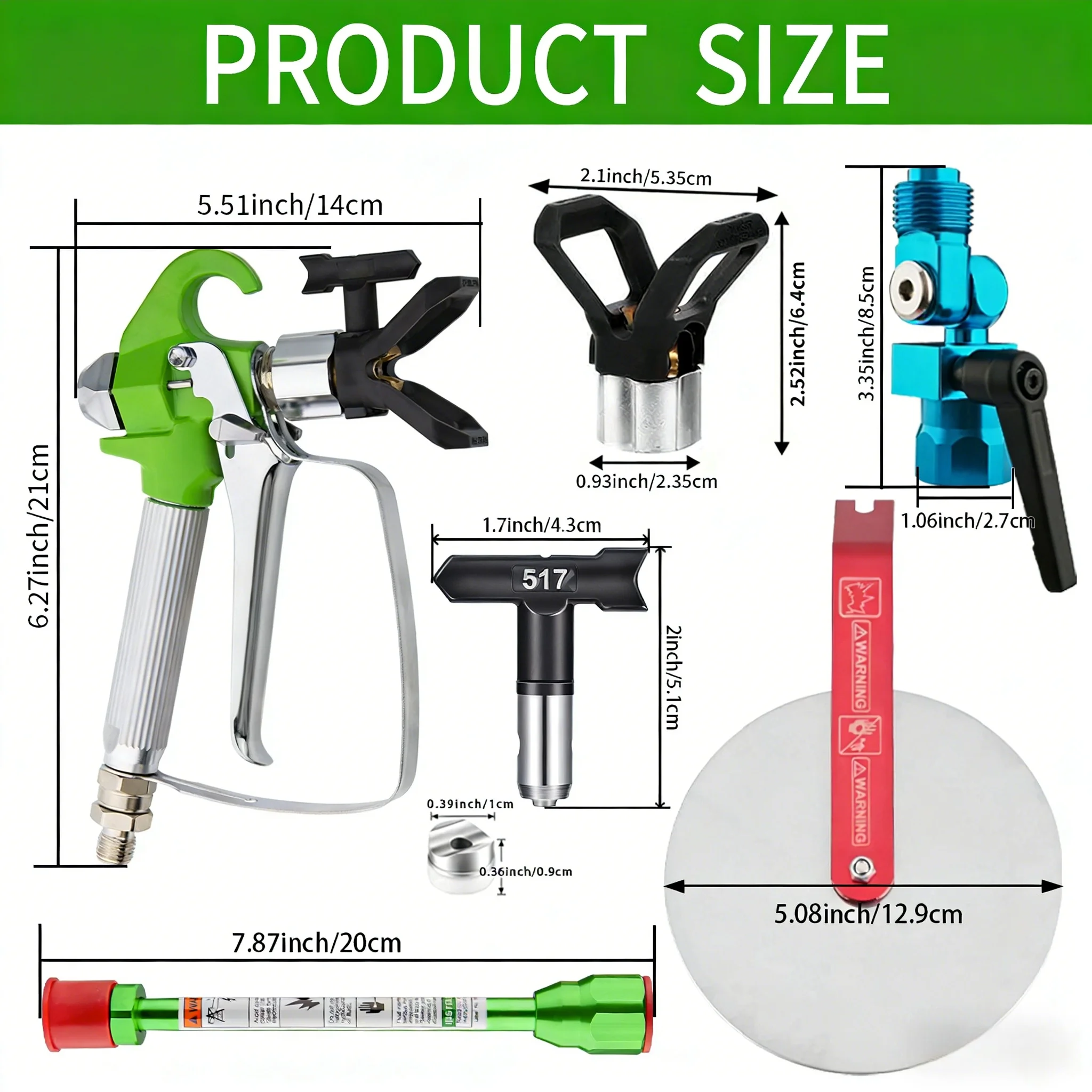 High Pressure Airless Paint Spray Gun with 517 Tip, 20cm Extension Pole & Guard for Airless Sprayer
High Pressure Airless Paint Spray Gun with 517 Tip, 20cm Extension Pole & Guard for Airless Sprayer