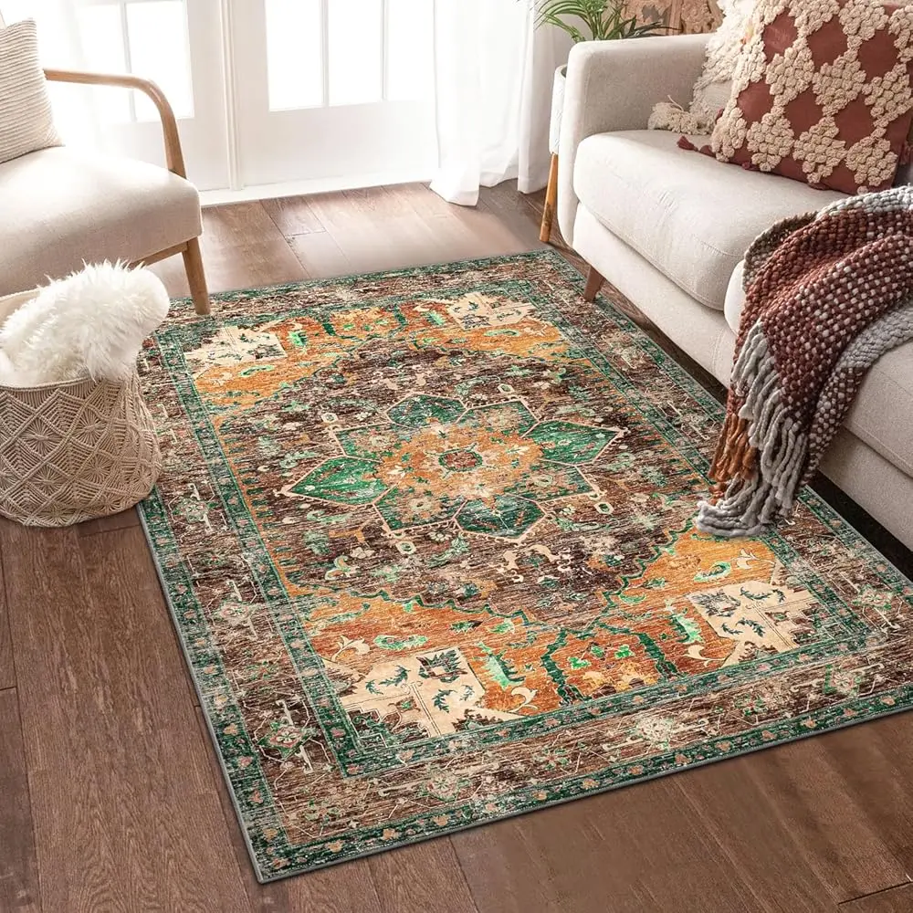 Washable Area Rug, 4X6 Non-Slip Boho Vintage Living Room Bedroom Rug With Rubber Backing, Low Pile Faux Wool Soft Distressed
Washable Area Rug, 4X6 Non-Slip Boho Vintage Living Room Bedroom Rug With Rubber Backing, Low Pile Faux Wool Soft Distressed