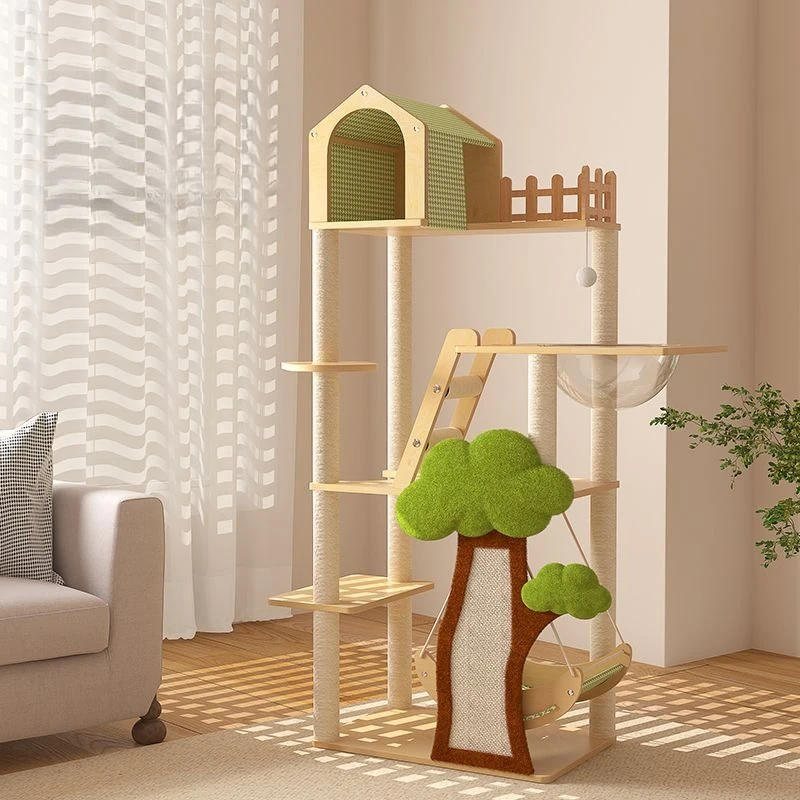 Cat climbing frame cat nest integrated tree house small apartment does not occupy an area of sisal scratching board space
Cat climbing frame cat nest integrated tree house small apartment does not occupy an area of sisal scratching board space