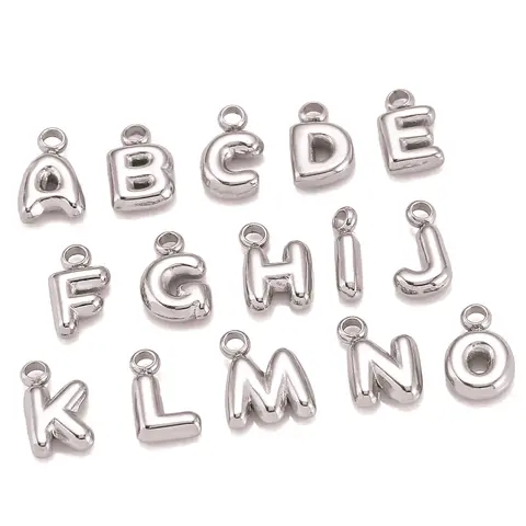 3Pcs Stainless Steel Bubble Letter Charms Balloon Alphabet Charm