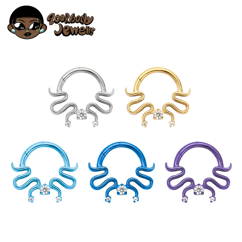 ASTM F136 Titanium Hoop Piercing Articulated Segment Snakes CZ Clicker Jewelry Octopus Anodized Septum Rings Cartilage Earring
ASTM F136 Titanium Hoop Piercing Articulated Segment Snakes CZ Clicker Jewelry Octopus Anodized Septum Rings Cartilage Earring