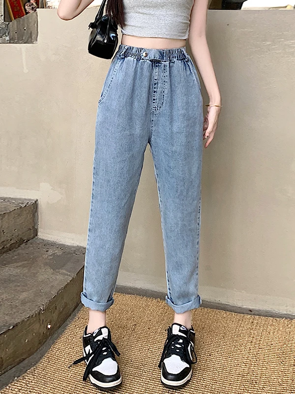 Summer Thin New Ice Ultra-Thin Silk Denim Nine-Piece Women's Casual Harlan Pants High Waist Loose Fit Pure Color Summer 2026
Summer Thin New Ice Ultra-Thin Silk Denim Nine-Piece Women's Casual Harlan Pants High Waist Loose Fit Pure Color Summer 2026