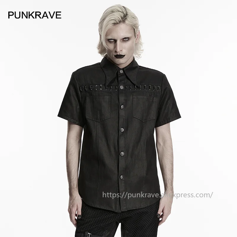 PUNK RAVE Men's Hardcore Punk Washed Suede Shirt Classic Symmetrical Front Pockets Metal Semi-circular Personalized Tops
PUNK RAVE Men's Hardcore Punk Washed Suede Shirt Classic Symmetrical Front Pockets Metal Semi-circular Personalized Tops