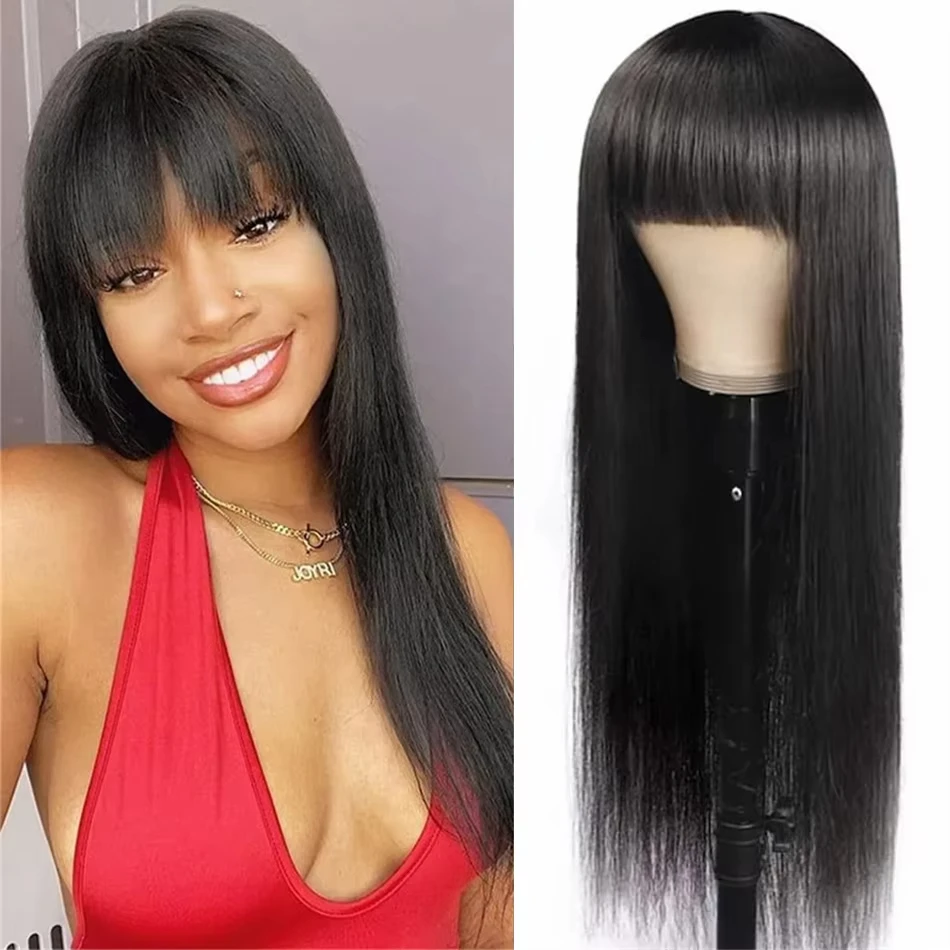 Bone Straight Long 100% Human Hair Wigs With Bangs Brazilian Natural Black Fringe Wig With Bangs For Women cheap wigs on Sale
Bone Straight Long 100% Human Hair Wigs With Bangs Brazilian Natural Black Fringe Wig With Bangs For Women cheap wigs on Sale