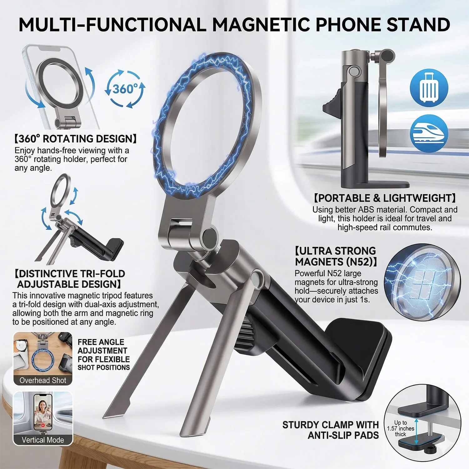 Phone Holder Portable Tripod Foldable Desktop Mobile Phone Stand Rotatable Selfie Holding Live Video Camera Stabilizer Bracke
Phone Holder Portable Tripod Foldable Desktop Mobile Phone Stand Rotatable Selfie Holding Live Video Camera Stabilizer Bracke