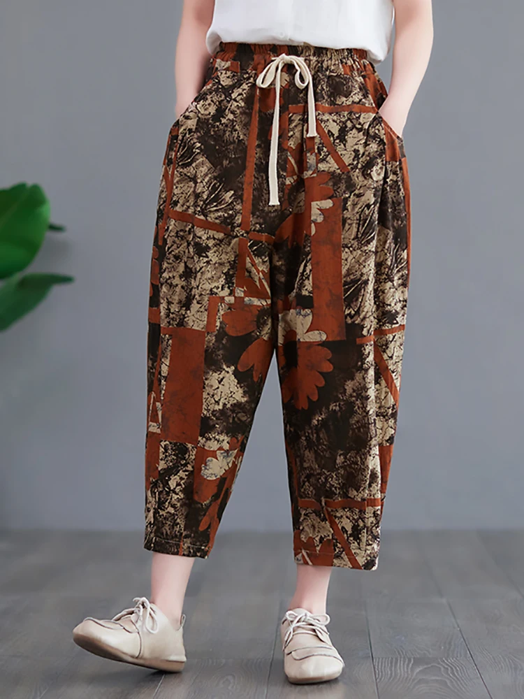 Summer New Fashion Women Vintage Print Harem Pants Elastic High Waist Loose Casual Female Thin Baggy Daily Ankle Length Trousers
Summer New Fashion Women Vintage Print Harem Pants Elastic High Waist Loose Casual Female Thin Baggy Daily Ankle Length Trousers