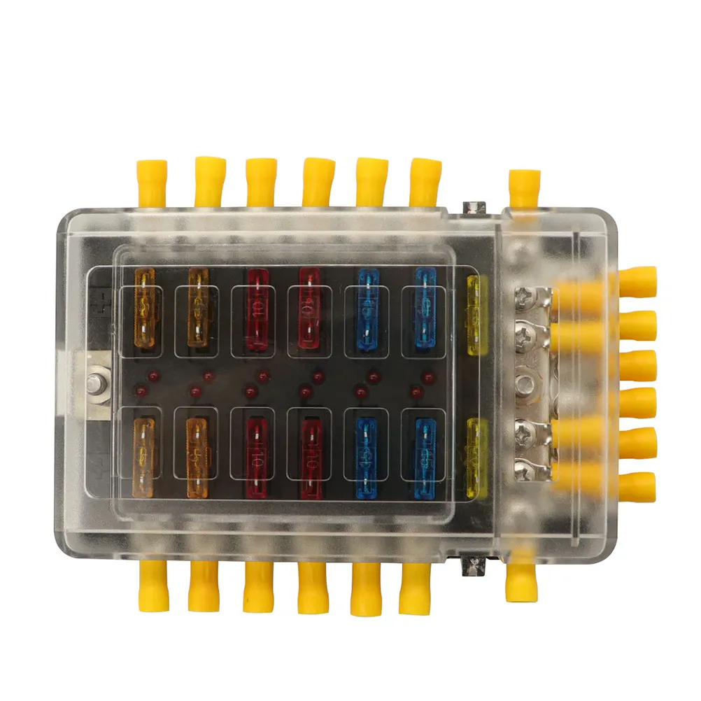 12 Ways Professional Automotive Fuse Box with Rotating Transparent Cover Pa66 Flame Resistant Insulated Fuse Block for Car Boat
12 Ways Professional Automotive Fuse Box with Rotating Transparent Cover Pa66 Flame Resistant Insulated Fuse Block for Car Boat