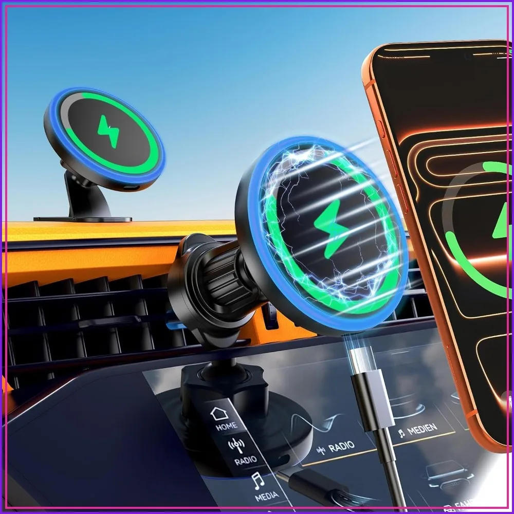 3 in 1 MagSafe Car Mount Charger, LED RGB HandsFree Wireless Car Charger, Fast Charging Magnetic Phone Holder for iPhone 17/16/15/14/13/12 Series
3 in 1 MagSafe Car Mount Charger, LED RGB HandsFree Wireless Car Charger, Fast Charging Magnetic Phone Holder for iPhone 17/16/15/14/13/12 Series