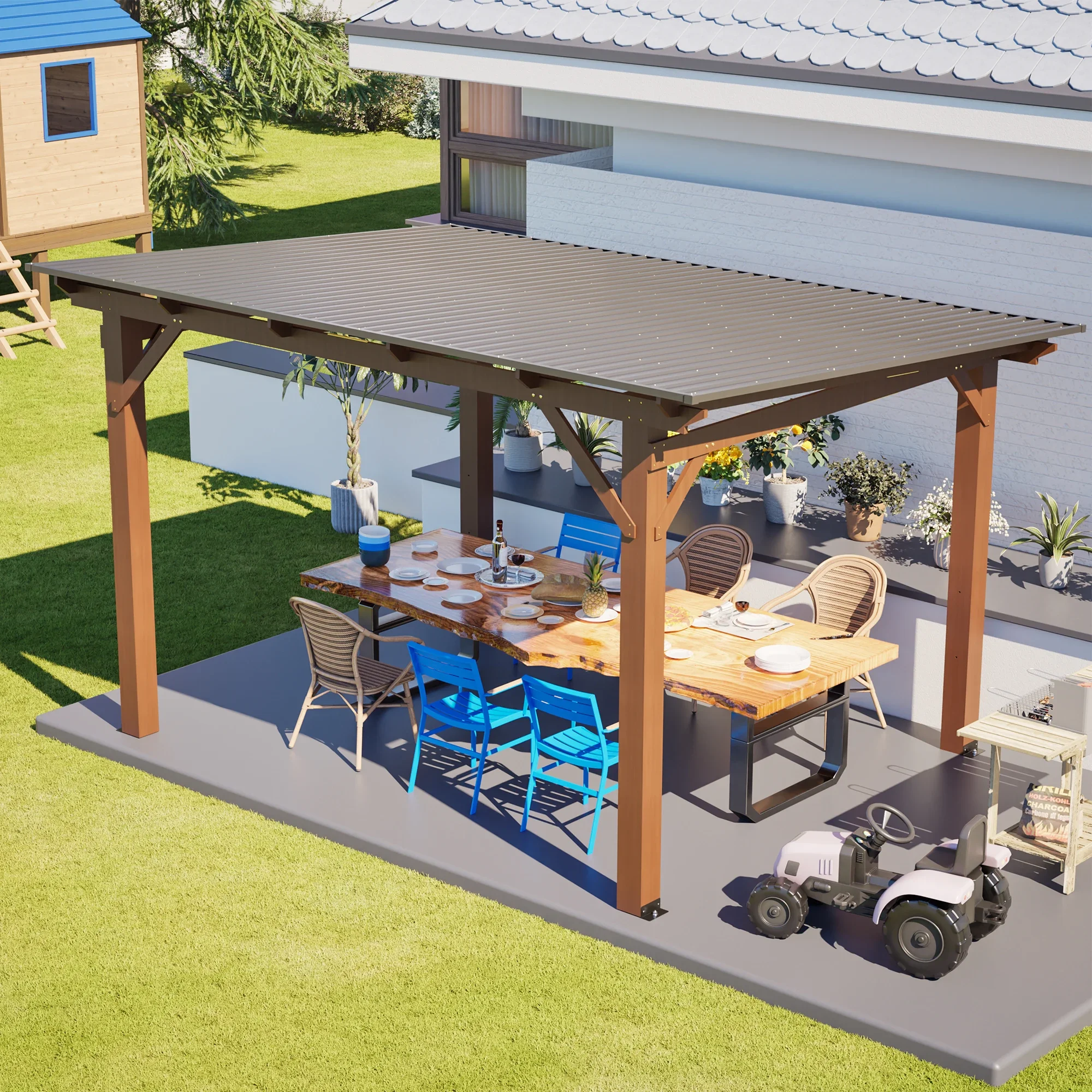 13x10ft Wooden Garden Gazebo with Metal Roof, Spacious Outdoor Patio Shade Structure for Backyard & Garden
13x10ft Wooden Garden Gazebo with Metal Roof, Spacious Outdoor Patio Shade Structure for Backyard & Garden