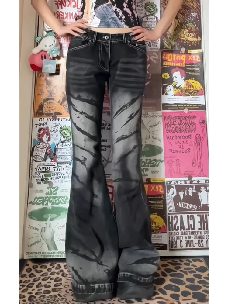 Dark Goth Style High Waist Flared Jeans Sheath Kpop Hight Street Pants Women's Vintage Slim Retro Y2K Mop Denim Trouser
Dark Goth Style High Waist Flared Jeans Sheath Kpop Hight Street Pants Women's Vintage Slim Retro Y2K Mop Denim Trouser
