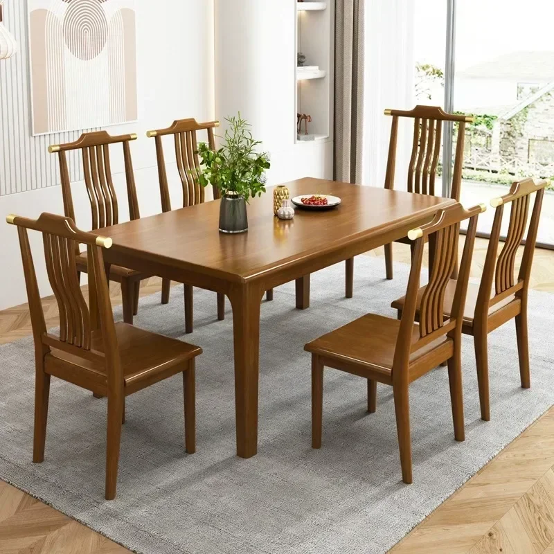 New Chinese-style all-solid wood rectangular dining table and chair combination simple modern large and small
New Chinese-style all-solid wood rectangular dining table and chair combination simple modern large and small