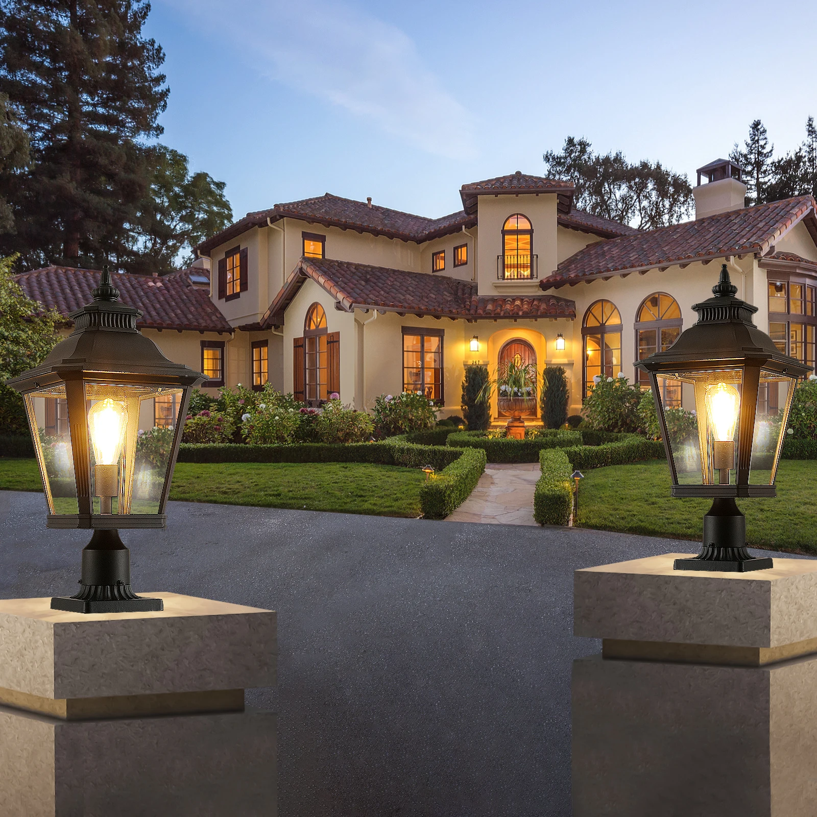 Outdoor Post Light, Black Finish Classic Lantern with Clear Glass Panels, Waterproof Exterior Lighting Fixture(2pack)
Outdoor Post Light, Black Finish Classic Lantern with Clear Glass Panels, Waterproof Exterior Lighting Fixture(2pack)
