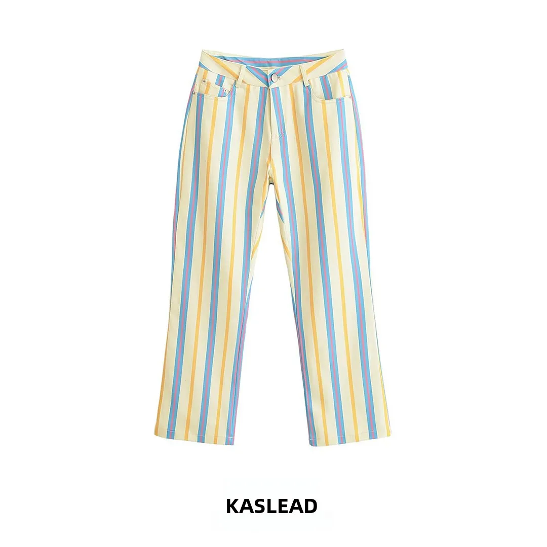 Fashionable Striped Straight Leg Jeans Women's Simple Match Casual Pants Natural Waist Button Closure Polyester Fiber
Fashionable Striped Straight Leg Jeans Women's Simple Match Casual Pants Natural Waist Button Closure Polyester Fiber