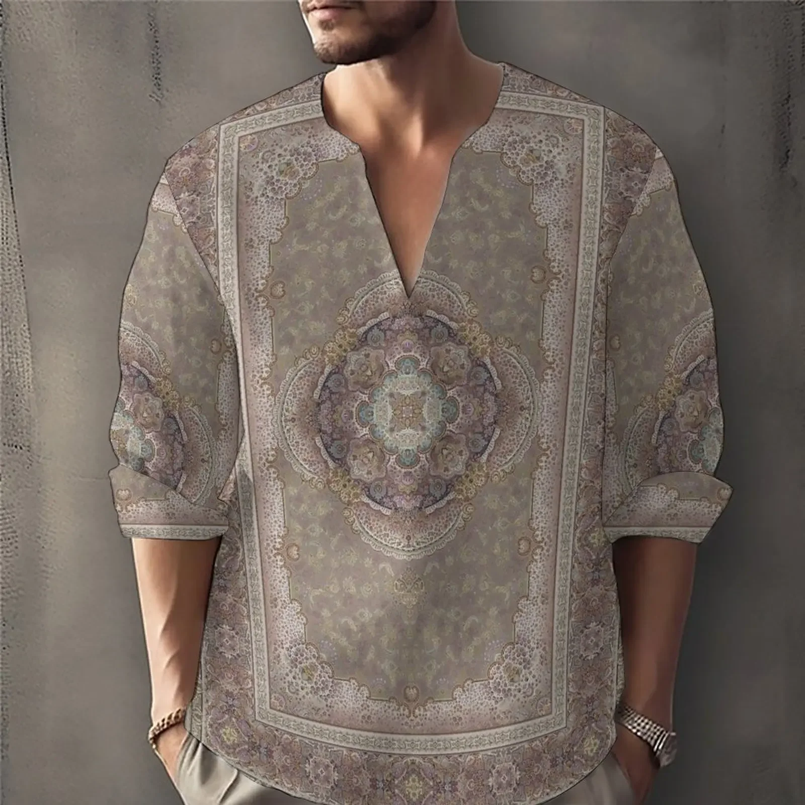 HOT Spring Autumn New Men 3D Vintage Print Shirts Long Sleeve Button O-Neck Loose Pullover Tops Fashion Man Tees Shirts Tops
HOT Spring Autumn New Men 3D Vintage Print Shirts Long Sleeve Button O-Neck Loose Pullover Tops Fashion Man Tees Shirts Tops