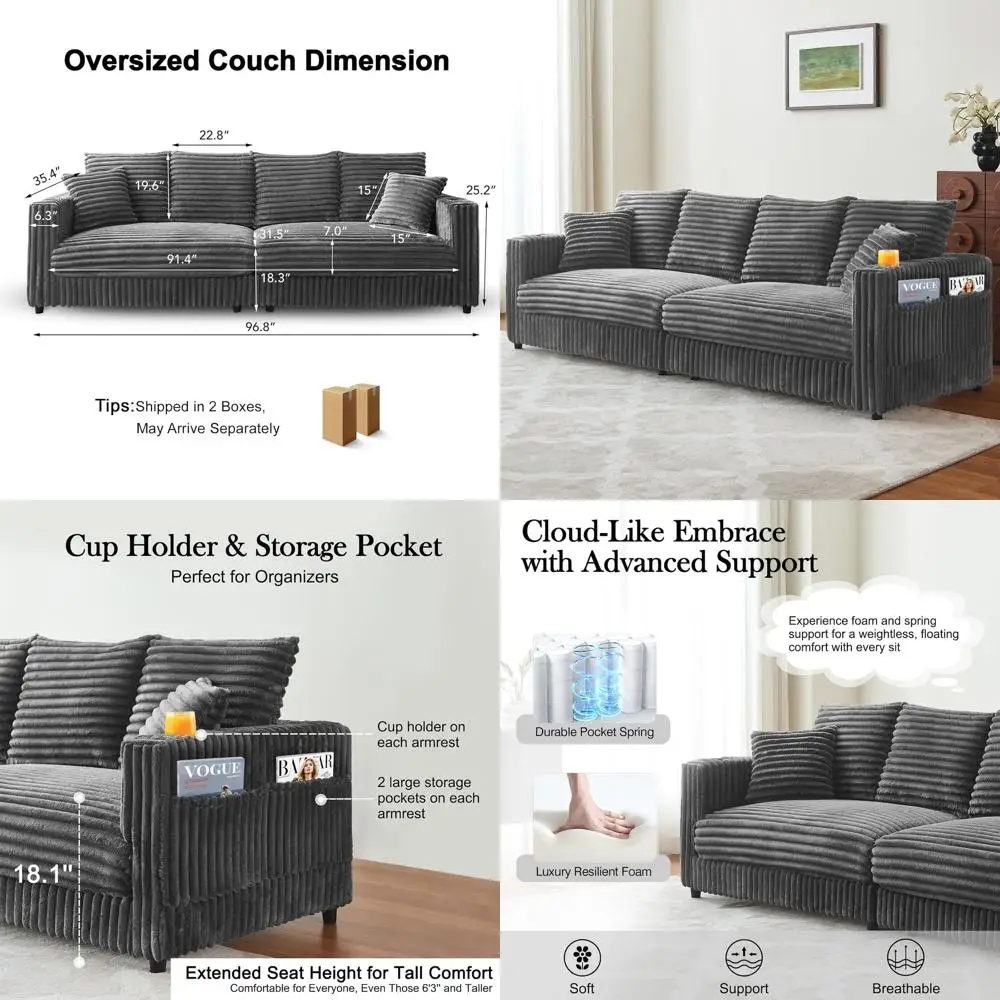 Большой диван-облако, 4-местный секционный диван с подстаканниками и отсеками для хранения, обивка из плюшевого вельвета с эффектом памяти, для гостиной, с меховой отделкой
Большой диван-облако, 4-местный секционный диван с подстаканниками и отсеками для хранения, обивка из плюшевого вельвета с эффектом памяти, для гостиной, с меховой отделкой