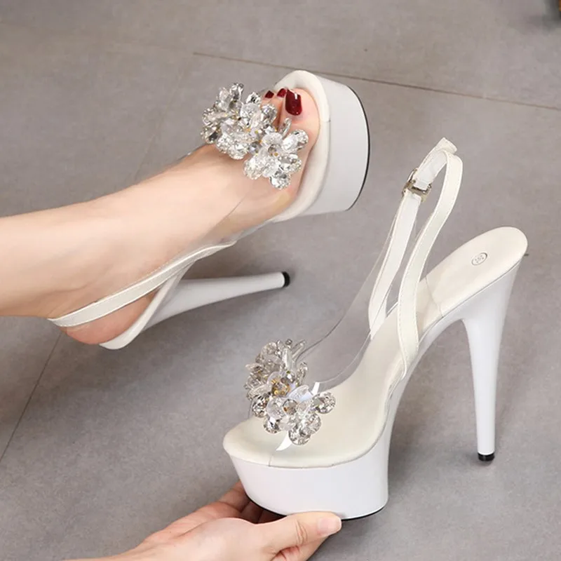 Liyke PVC Transparent Women Back Buckle Strap Platform Sandals Fashion Crystal Peep Toe 13CM Super High Heels Party Dress Shoes
Liyke PVC Transparent Women Back Buckle Strap Platform Sandals Fashion Crystal Peep Toe 13CM Super High Heels Party Dress Shoes