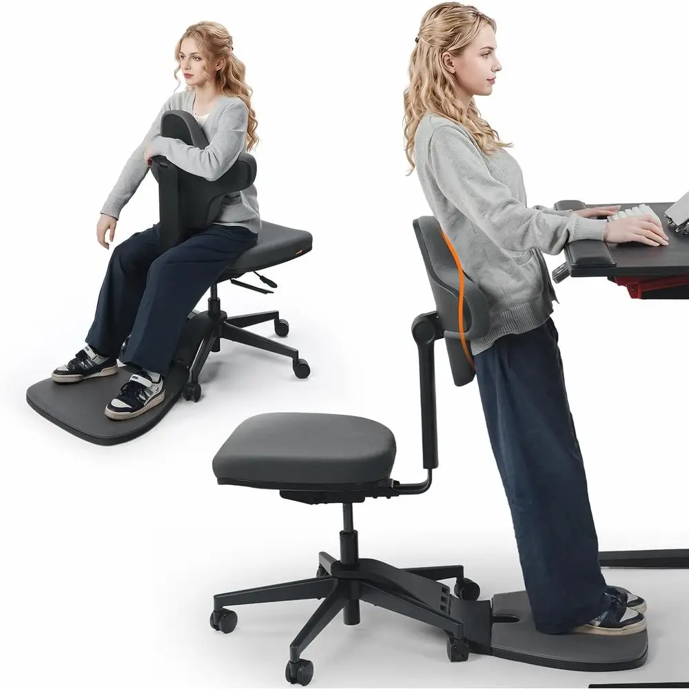 Ergonomic 5-in-1 Office Chair: Sit-Stand Desk Stool with Backrest and Posture Support
Ergonomic 5-in-1 Office Chair: Sit-Stand Desk Stool with Backrest and Posture Support