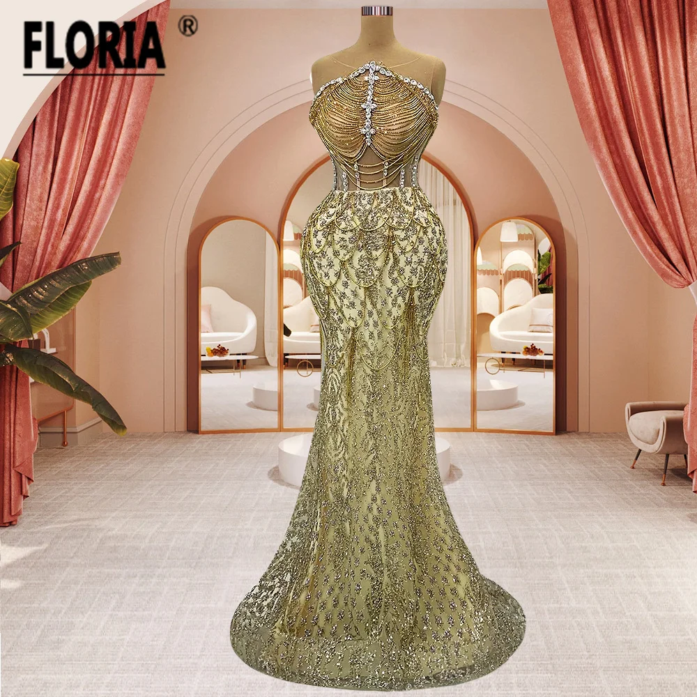 Delicate Crystal Tassel Mermaid Formal Evening Dresses Dubai Woman Gold Glitter Backless Couture Prom Dress vestidos de noche
Delicate Crystal Tassel Mermaid Formal Evening Dresses Dubai Woman Gold Glitter Backless Couture Prom Dress vestidos de noche