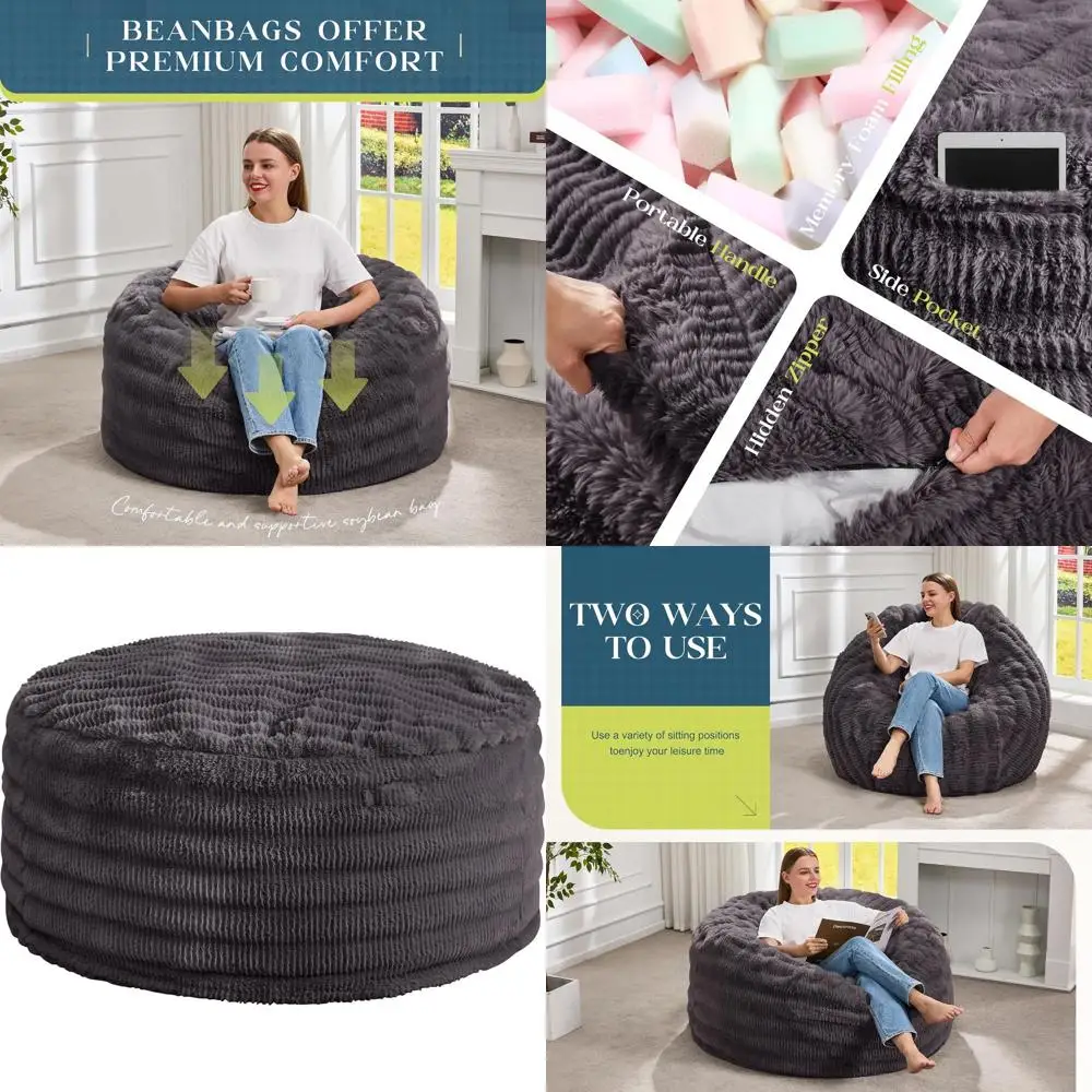 Luxury Adult Bean Bag Chair with Removable Cover, Grey, 36 x 36 x 22
Luxury Adult Bean Bag Chair with Removable Cover, Grey, 36 x 36 x 22